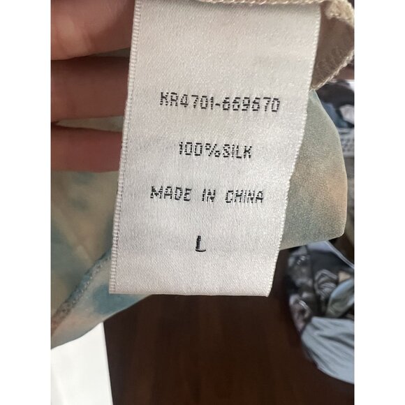 Kenar 100% Silk Tie Dye Tank Top Blue Beige Sheer Layered Racerback Women’s L - Picture 3 of 4